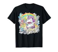 Divertente Unicorno Arcobaleno Kaiju Mostro Giapponese Maglietta