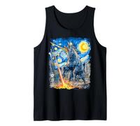 Divertente Unicorno Kaiju Monster Starry Night Van Gogh Dipinto Canotta