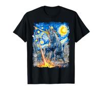 Divertente Unicorno Kaiju Monster Starry Night Van Gogh Dipinto Maglietta