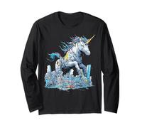 Divertente Unicorno Kaiju Mostro Giapponese Maglia a Manica