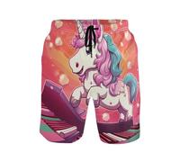 Divertente Unicorno Rosa Pianoforte Uomo Costume Mare Estate Boxer da Bagno Calzoncini Piscina Tronchi per La Spiaggia Resistenti Pantaloncini da Mare XL