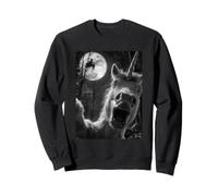 Divertente Unicorno Selfie Luna Piena Volare Strega Foresta Halloween Felpa