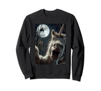 Divertente Unicorno Selfie Luna Piena Volare Strega Foresta Halloween Felpa