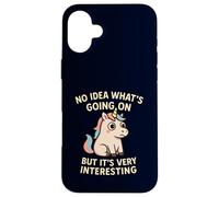 Divertente unicorno senza idea di cosa stia succedendo meme sarcastico Custodia per iPhone 16 Plus