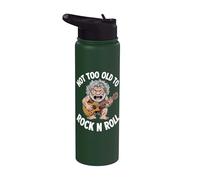 Divertente uomo delle caverne che suona scherzi sull'età della chitarra per uomini padri papà Stainless Steel Insulated Water Bottle
