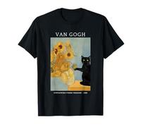 Divertente Van Gogh Girasoli Gatto Meme Van Gogh Art Maglietta