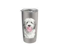 Divertente vecchio cane da pastore inglese che soffia schizzo di gomma da masticare Bicchiere termico in acciaio inox doppia parete