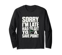 Divertente Videogioco Salva Punto Gioco Nerd Umorismo Maglia a Manica