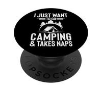 Divertente, voglio solo andare in campeggio e fare pisolini PopSockets PopGrip Adesivo