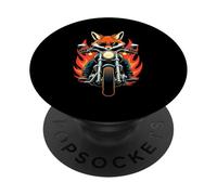 Divertente volpe in sella a una motocicletta Design Fox Lovers PopSockets PopGrip Adesivo