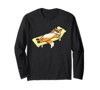 Divertente Volpe Prendere Il Sole Cartone Animato Design Carino Rilassante Animale Maglia a Manica