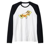 Divertente Volpe Prendere Il Sole Cartone Animato Design Carino Rilassante Animale Maglia con Maniche Raglan