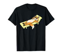Divertente Volpe Prendere Il Sole Cartone Animato Design Carino Rilassante Animale Maglietta