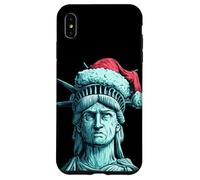 Divertente volto della libertà con cappello di Babbo Natale per gli amanti delle statue Custodia per iPhone XS Max
