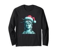 Divertente Volto della libertà con Cappello di Babbo Natale per Gli Amanti delle Statue Maglia a Manica
