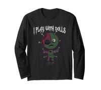 Divertente Voodoo Gioco con Bambole Creepy Goth Witchy Gothic Maglia a Manica