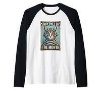 Divertente Weary Cat Dipendente del Mese Maglia con Maniche Raglan