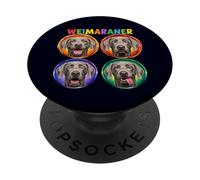 Divertente Weimaraner cane da caccia cane pazzo ritratti PopSockets PopGrip Adesivo