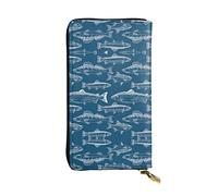 Divertente Yoga Frog Pelle Lungo Handheld Portafoglio Donna Portafoglio Per Carta di Credito Contanti Coin Storage, Pesci dell'oceano, Taglia unica