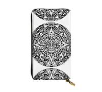 Divertente Yoga Frog Pelle Lungo Handheld Portafoglio Donna Portafoglio Per Carta di Credito Contanti Coin Storage, Calendario Maya Fine del mondo, Taglia unica