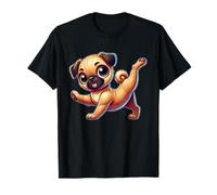 Divertente Yoga Pug Stretching Carino Cane Cartone Animato Maglietta