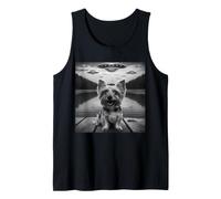 Divertente Yorkshire Terrier Selfie UFO Astronave Aliena Amante dei Cani Canotta