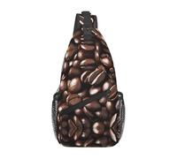 Divertente zaino a tracolla con stampa chicco di caffè arrosto, borsa a tracolla da viaggio per escursionismo, borsa a tracolla leggera pieghevole, Nero , Taglia unica