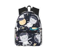 Divertente zaino da viaggio con gatto astronauta elegante zaino da viaggio leggero con protezione dall'acqua per università lavoro lavoro nero, taglia unica, nero, Rozmiar uniwersalny, Nero , Rozmiar