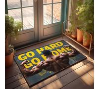 Divertente zerbino con scritta "Go Hard Or Go Home: tappetino motivazionale per il fitness, tappetino di benvenuto per porta d'ingresso, tappetino antiscivolo per esterni (65 x 90 cm)