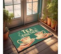 Divertente zerbino con scritta "Tea Together: A Warm Friendship In Every Cup" (50 x 80 cm)
