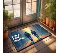 Divertente zerbino decorativo con due soldati che camminano lungo una strada urbana al tramonto, zerbino per interni ed esterni (40 x 60 cm)