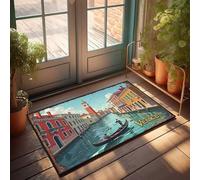 Divertente zerbino decorativo per la casa con canali di Venezia: una serenata di gondoliere attraverso acque senza tempo, tappetino antiscivolo per porta d'ingresso all'aperto (40 x 60 cm)