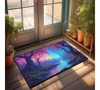 Divertente zerbino decorativo per la stanza con foresta magica con fasci di luce arcobaleno zerbino per esterni autunno zerbino fresco (40 x 60 cm)