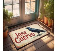 Divertente zerbino decorativo vintage Jose Cuervo Tequila con logo corvo, tappetino di benvenuto per porta d'ingresso all'aperto antiscivolo (65 x 90 cm)