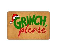 Divertente zerbino natalizio Grinch Please antiscivolo per interni ed esterni in gomma per porta d'ingresso, giardino, cucina, camera da letto, 59,9 x 39,9 cm