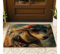 Divertente zerbino nero con cane Saluki, per esterni e interni, 63 x 43 cm, per ciclismo su strada, sport, cuccioli, antiscivolo, con stampa di animali domestici, per patio, garage, scarpe fuori porta