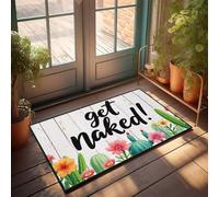 Divertente zerbino per esterni con scritta "Unleash Your True self: Get Naked", zerbino per esterni (65 x 90 cm)