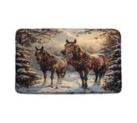 Divertente Zerbino Rustic Farm Animal Country Winter Farmhouse Xmas Wreath Tappeto per porta d'ingresso Tappeto da Bagno 40×60cm per WC,Porta d'Ingresso,Corridoio