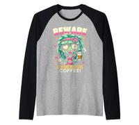 Divertente Zombie Ragazza Attenzione Zombie Prima caffè Maglia con Maniche Raglan