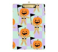 Divertente zucca di Halloween spaventapasseri a scacchi acrilico sopra il letto appunti lettera standard formato A4 trasparente per polizia ufficio infermiera allenatori di calcio oro 30,5 x 22,9 cm