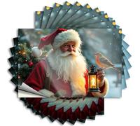 Divertenti adesivi per auto Babbo Natale che tiene una lanterna con un pettirosso appollaiato su di esso. adesivi 10 pezzi decalcomanie per auto adesivi per ragazze (8 x 12 cm)