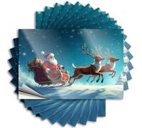 Divertenti adesivi per auto Babbo Natale vola su una slitta tirata da renne. Adesivi 10 adesivi per auto per ragazze (8 x 12 cm)