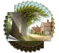 Divertenti adesivi per auto con alberi con case in mattoni. Adesivi 10 pezzi con cartello decorativo per paraurti (6 x 9 cm)