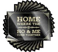 Divertenti adesivi per auto con scritta in lingua inglese "Home Where The Ho & Me Come Together", 10 pezzi, con scritta in lingua inglese "Man Cave Sign", decorazione per paraurti (6 x 9 cm)