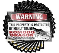 Divertenti adesivi per auto con scritta "Warning This Property is Protected By A Highly Trained Komodo Dragon Funny Sticker", 10 pezzi, adesivi per paraurti (8 x 12 cm)