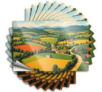 Divertenti adesivi per auto Una pittoresca campagna con colline ondulate, campi colorati e case sparse. Adesivi 10 adesivi per auto adesivi per ragazze (12 x 18 cm)
