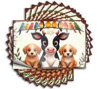 Divertenti adesivi per paraurti adorabili amici della fattoria: cuccioli, mucche e uccelli sul ramo adesivi 10 pezzi adesivi per paraurti per la tua auto (12 x 18 cm)