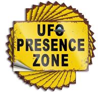 Divertenti adesivi per paraurti UFO Presence Zone Segnale di avvertimento adesivi 10 pezzi adesivi per auto per donne adesivi divertenti per auto (6 x 9 cm)