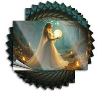 Divertenti adesivi per paraurti Una donna in un abito che scorre tiene una sfera luminosa in una foresta mistica. Adesivi 10 adesivi per cassetta degli attrezzi e decalcomanie adesivi d'amore (8 x 12