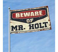 Divertenti bandiere da giardino Beware of Mr. Holt bandiere per dormitori decorazione casa sul lago (dimensioni: 152 x 244 cm)